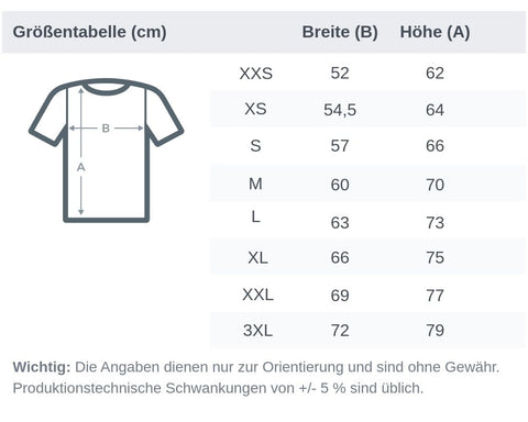 Größentabelle Organic Oversize Shirt