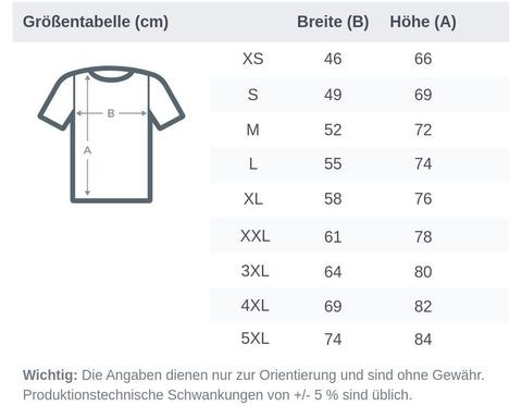 Größentabelle Organic Shirt