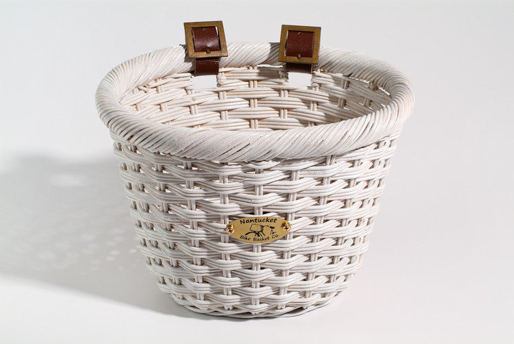 white wicker bike basket