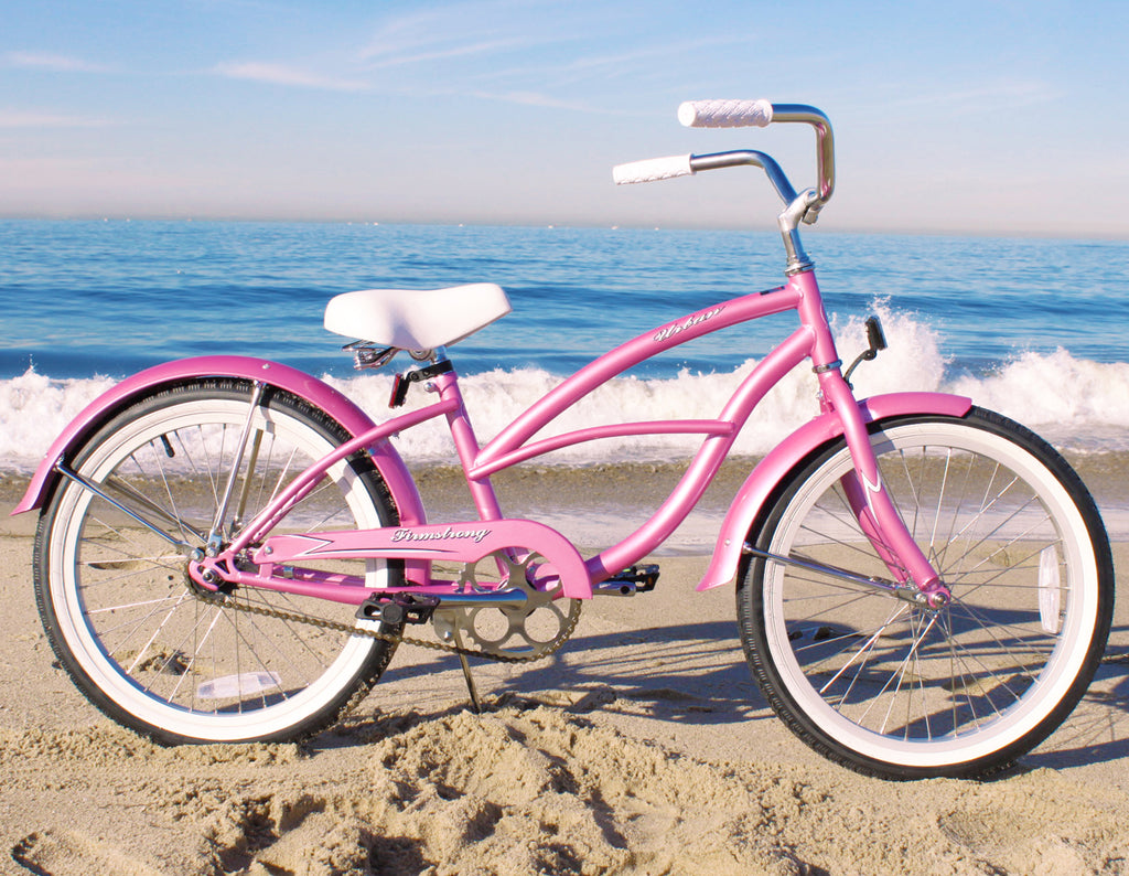 Firmstrong Girls 20 Inch Beach Cruiser Bicycle Mint Green, Blue & Pink Preassembled Kids Bike | Beachbikes