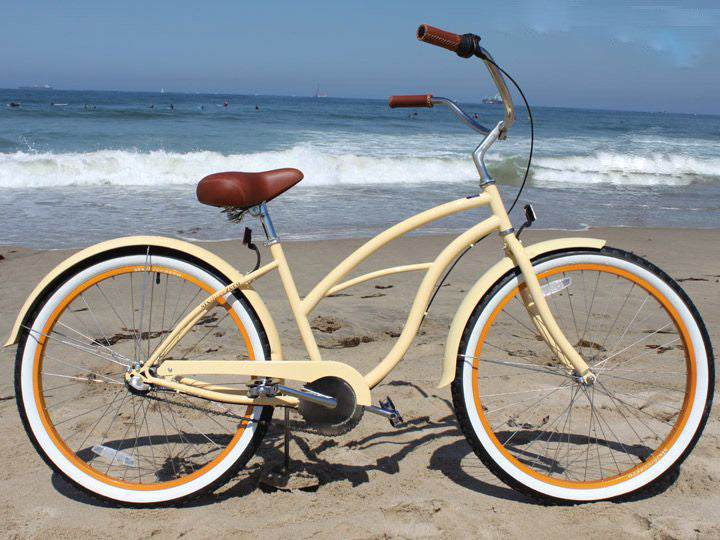 yellow cruiser bike with gears