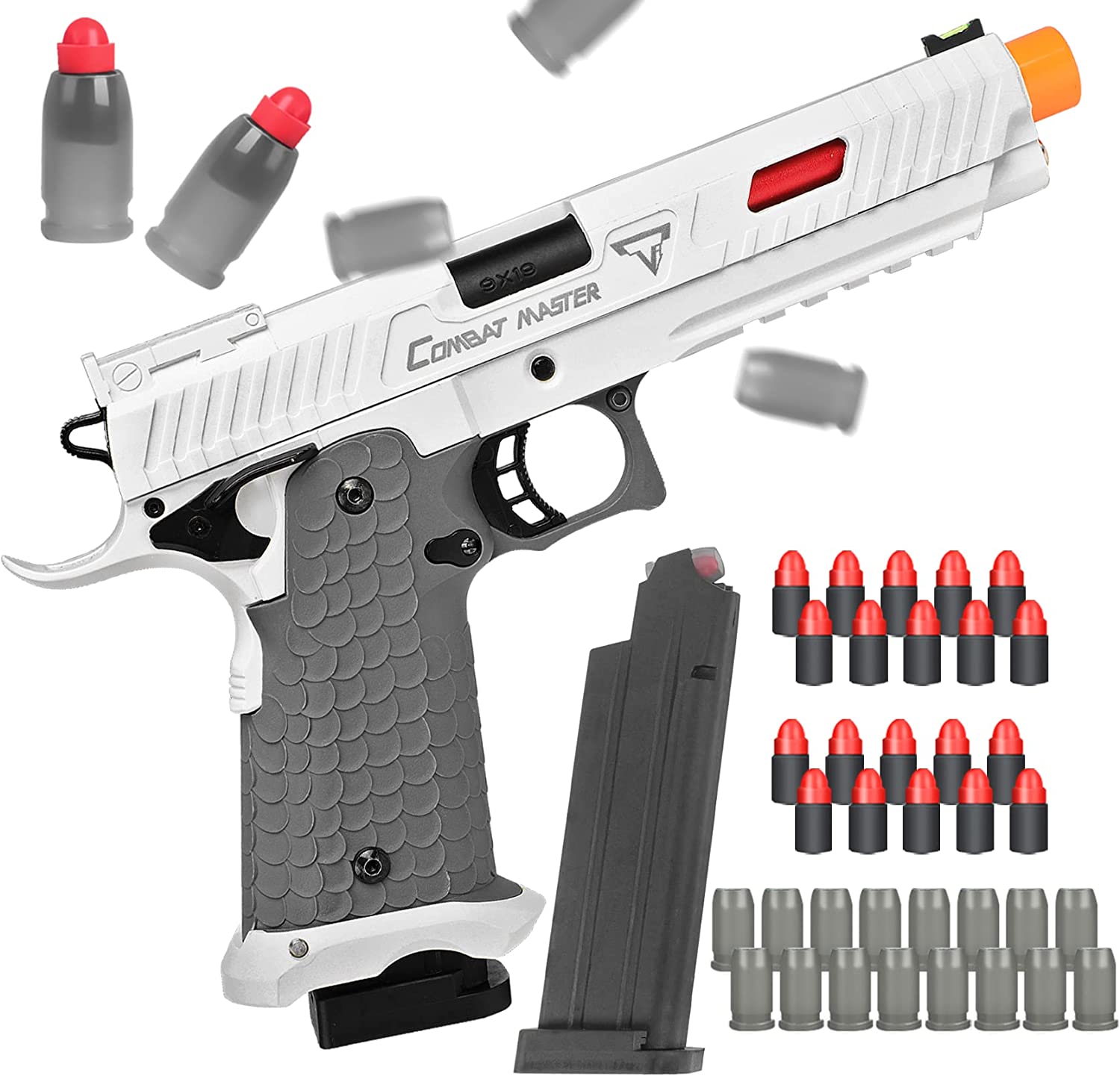 Toy Gun with Shell Ejection,Soft Bullet Gun Look Real Nylon Alloy Toy Pistol,2011 Combat Master Pistol Disassembly ,Gun Toy Model for Age 12+