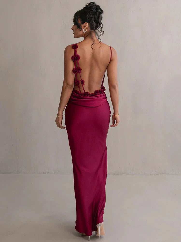 Product Image for Myla | Women's Silk Party Dress with Ruches, Wine Red / XS