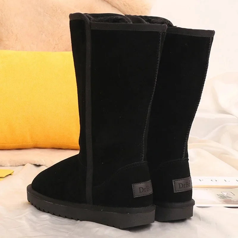 Product Image for Myla | Waterproof Leather Knee high Snow Boots With Fur, Black / 9