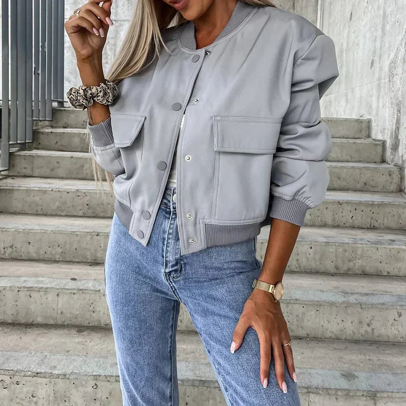 Product Image for MYLA - Elegant Bomber Jacket, Grey / L