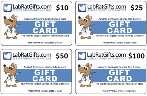 Lab Rat Gifts- Science Gifts- Gift Cards in Many Denominations available.