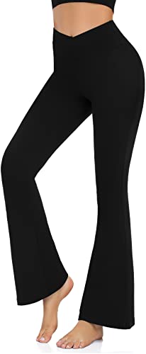 Yogalicious High Waisted Crossover Flare Leggings - Squat Proof