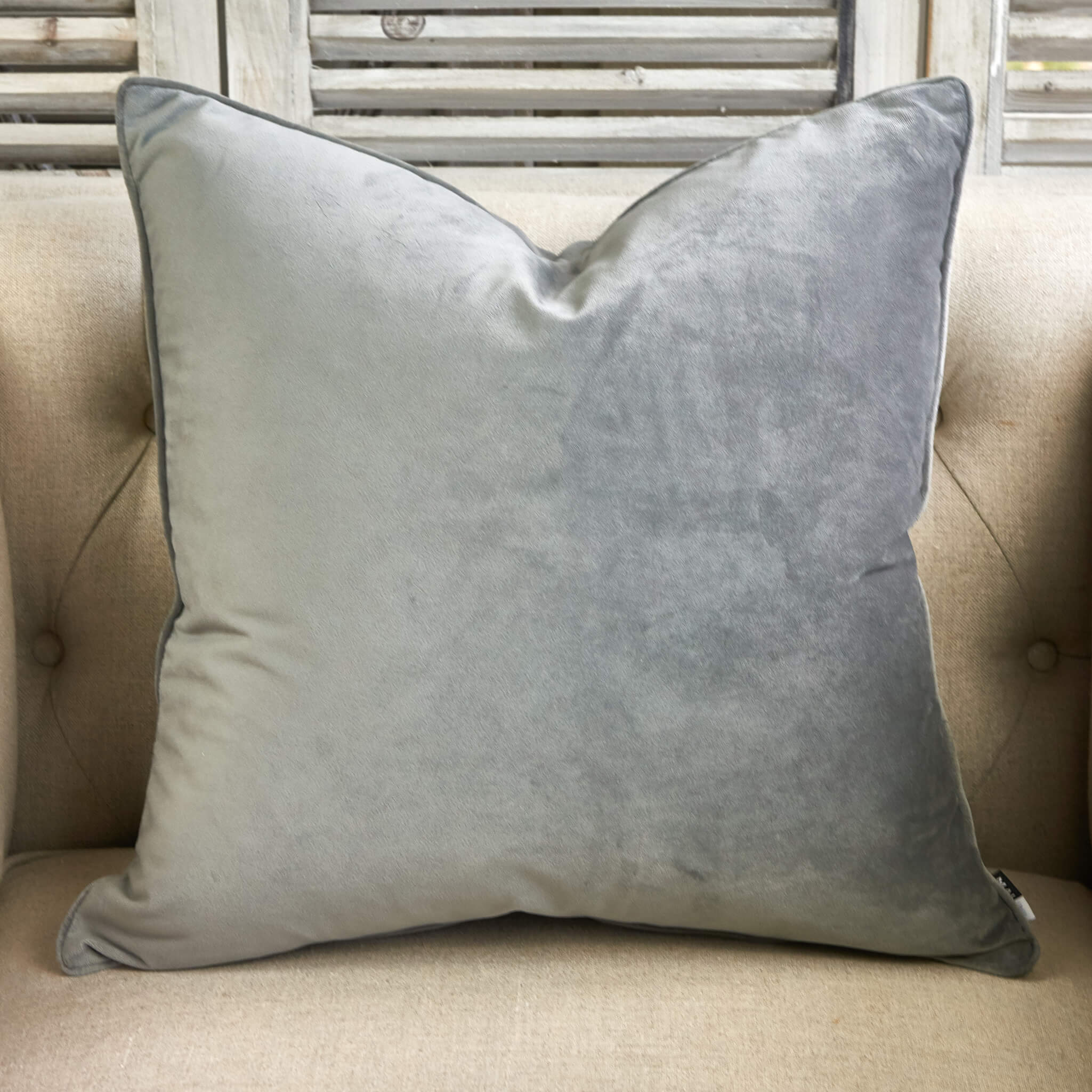 Grey Velvet Cushion - Large