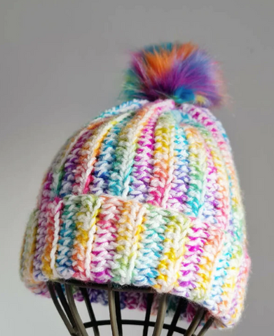 Handmade crochet colourful beanie