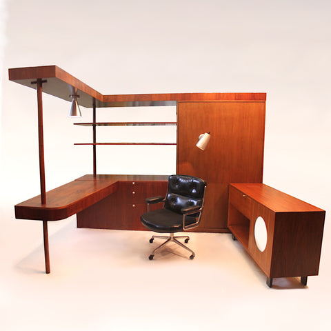 Vintage 1949 Mid Century Modern Custom L Shaped Office Desk By