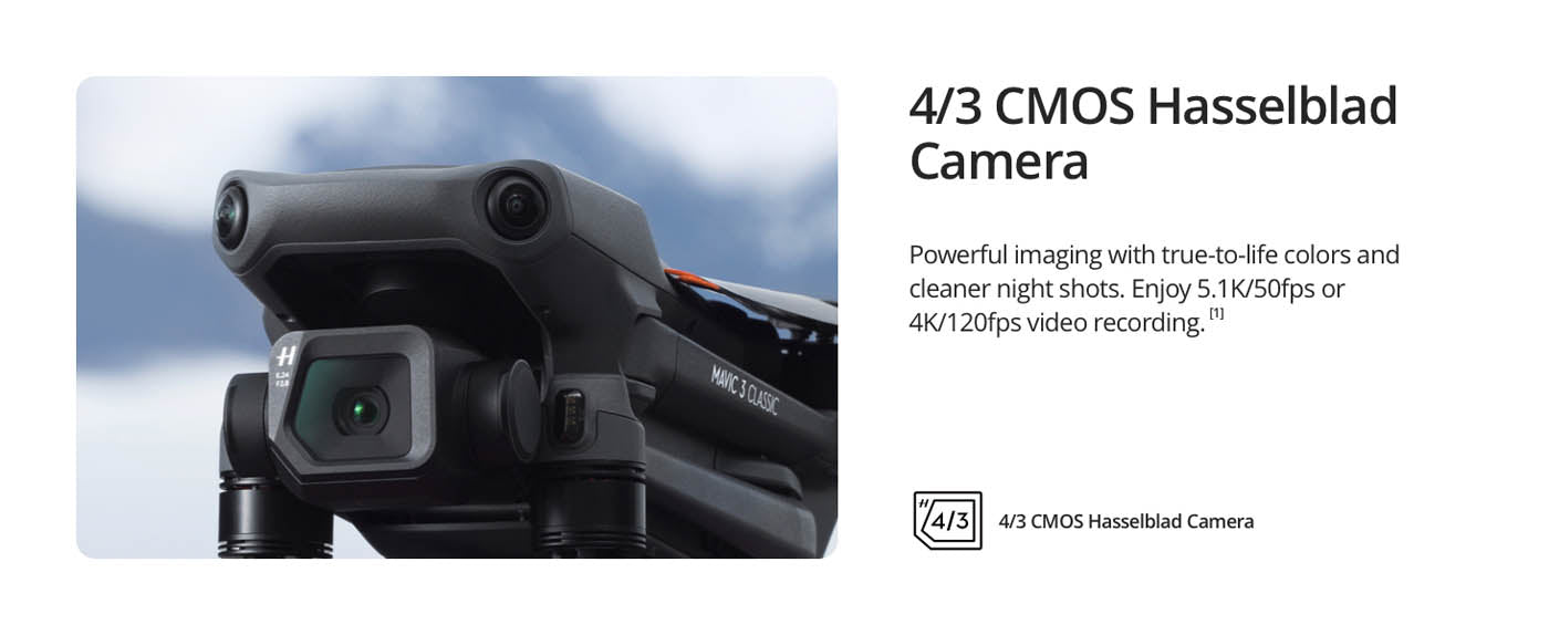 DJI Mavic 3, Drone with 4/3 CMOS Hasselblad Camera, 5.1K Video,  Omnidirectional Obstacle Sensing, 46 Mins Flight, Advanced Auto Return,  15km Video