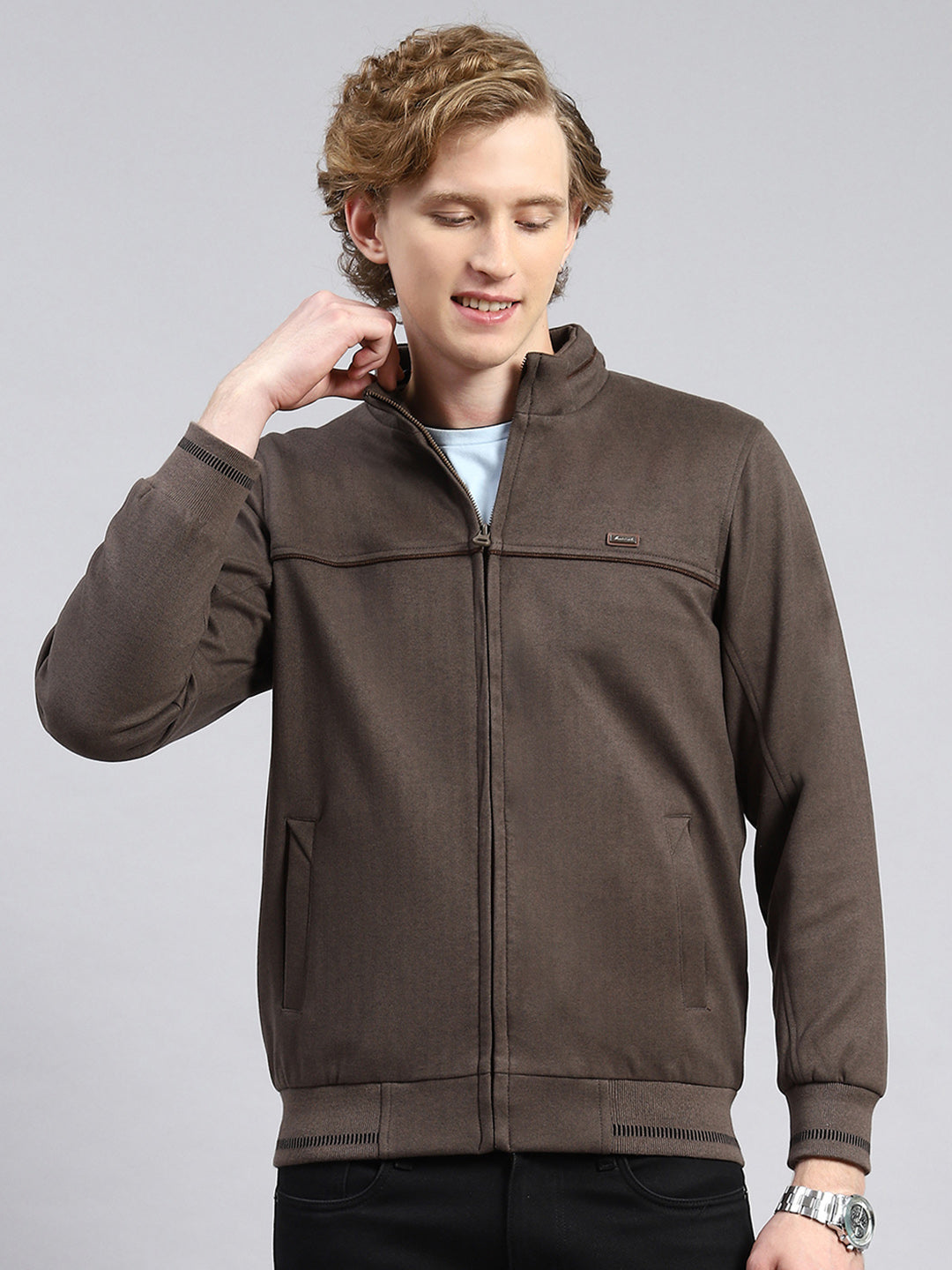 Buy Men Olive Plain Jacket Online in India - Monte Carlo