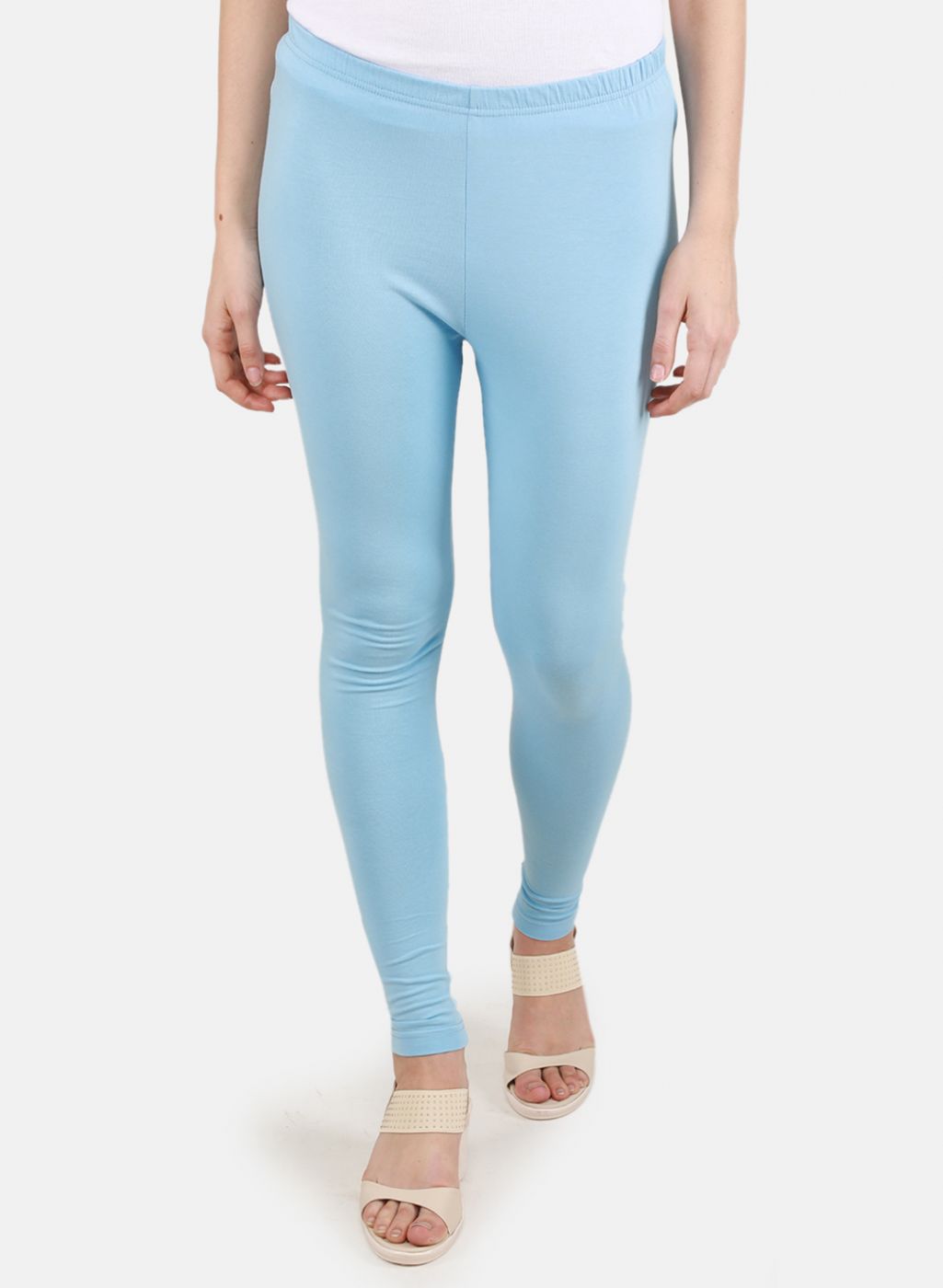 Women's Logo Embossed Sports Legging in Light Blue