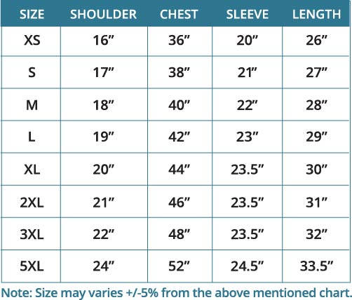 Ultifresh Performance Crew Neck Long Sleeve T-Shirt (Unisex) size chart