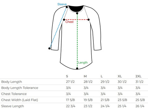 baseball tee shirt size chart