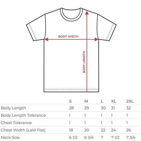 tee shirt size chart