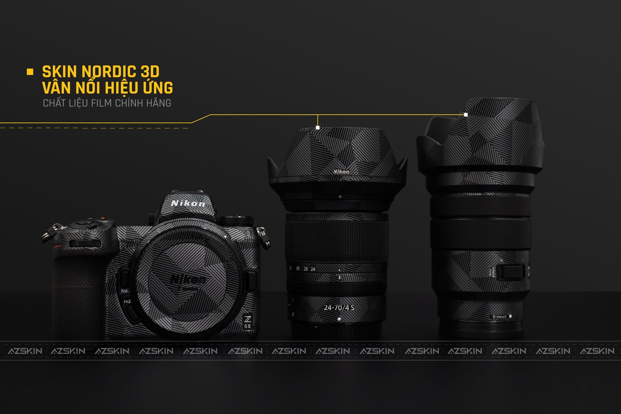Skin Nordic vân nổi 3D dán máy ảnh Nikon