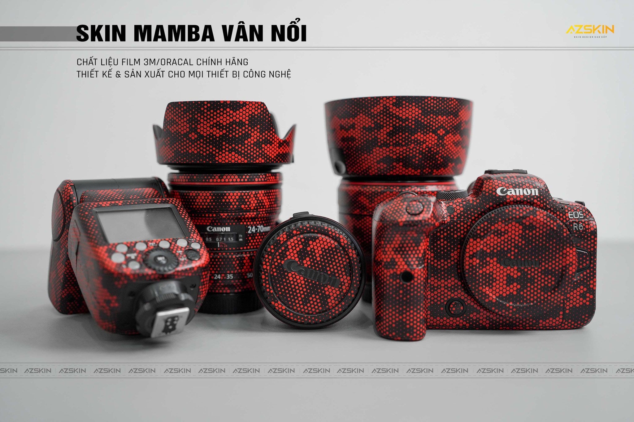 Skin Mamba vân nổi đỏ dán máy ảnh Canon