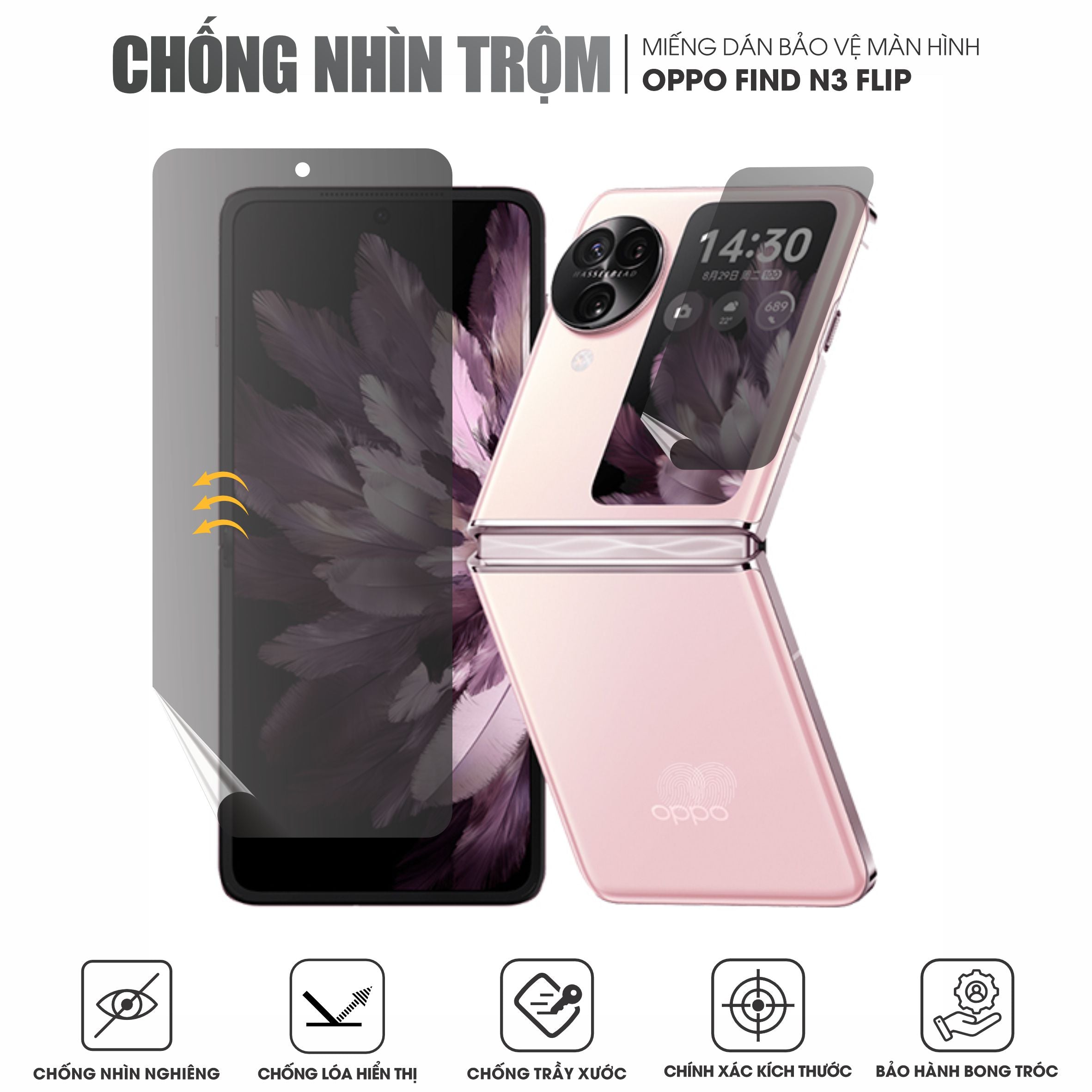 Miếng dán màn hình OPPO Find N3 Flip chống nhìn trộm