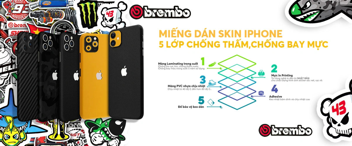 Chất lượng miếng dán skin điện thoại iPhone cấu tạo 5 lớp