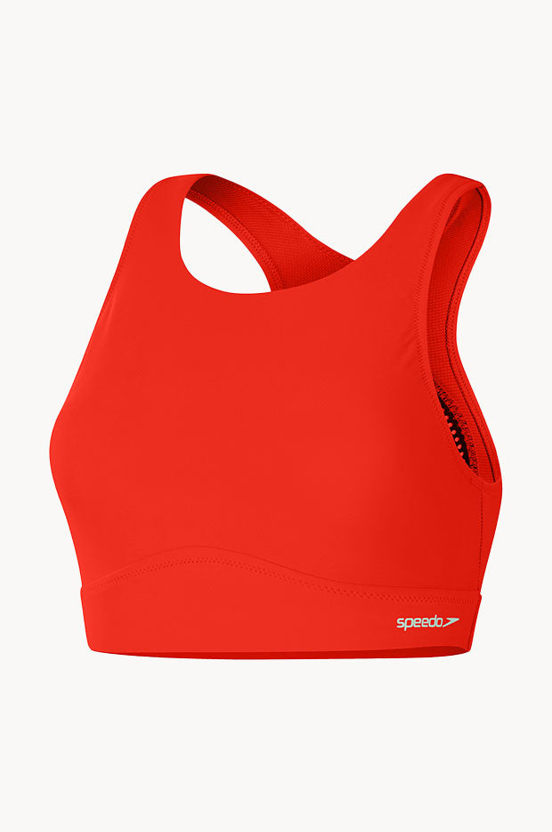 SPEEDO Solid High Neck Mesh Crop