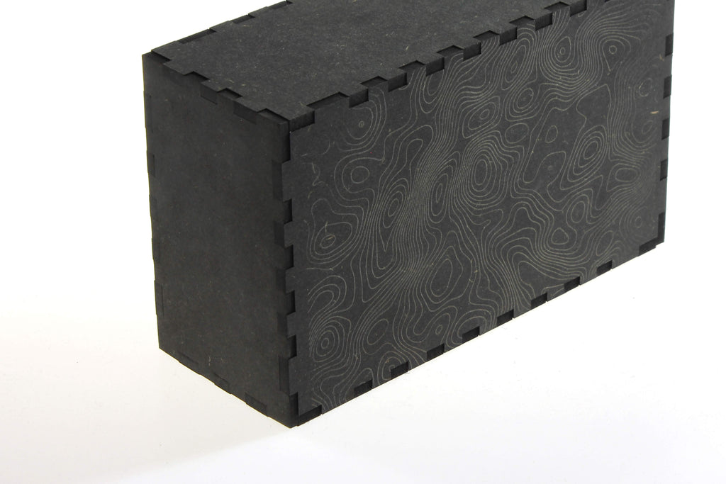 Box laser cut from black MDF