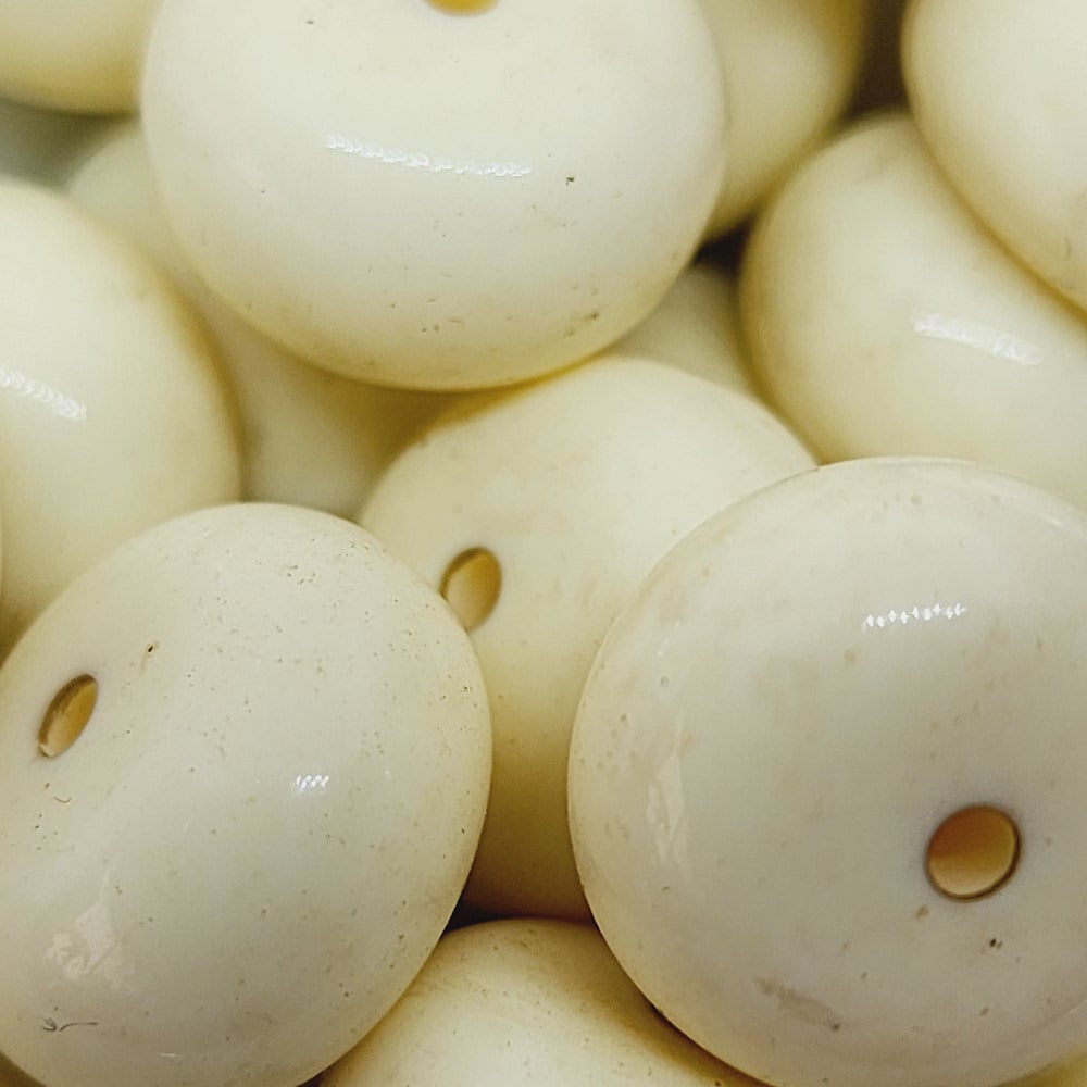 Buffalo Bone Round Rondelle Beads | White Bone Beads, Antique Bone Beads | 8mm 10mm 12mm | Loose Bone Beads (8mm, Antique)