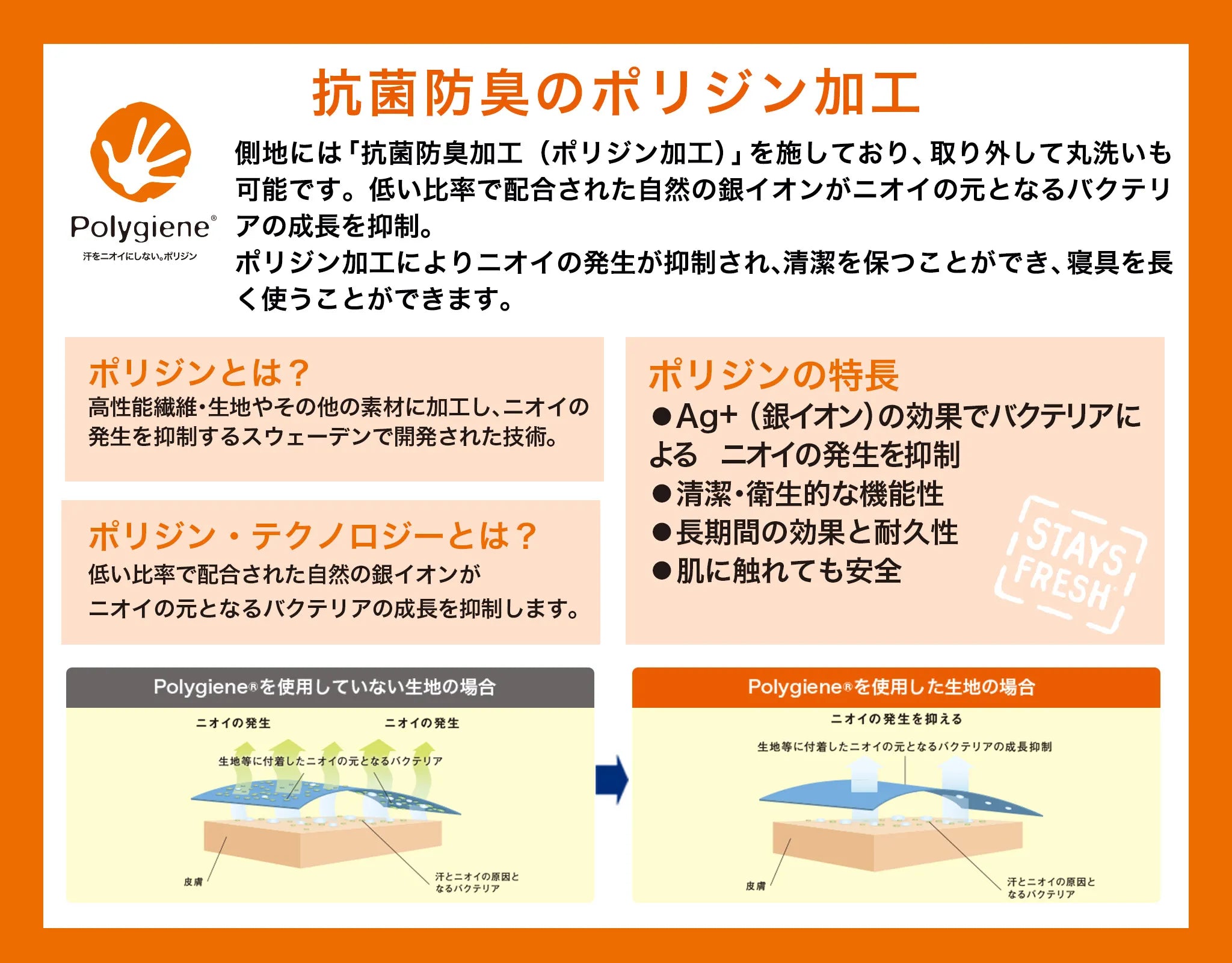 抗菌防臭のポリジン加工