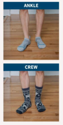 Comparison between crew socks and ankle socks