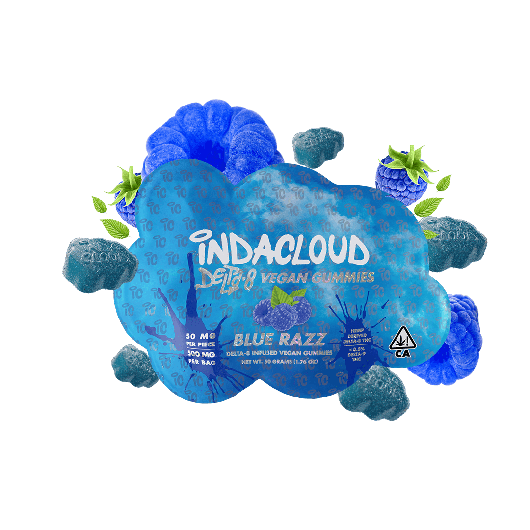  Indacloud - Blue Razz Delta 8 Vegan Gummies 