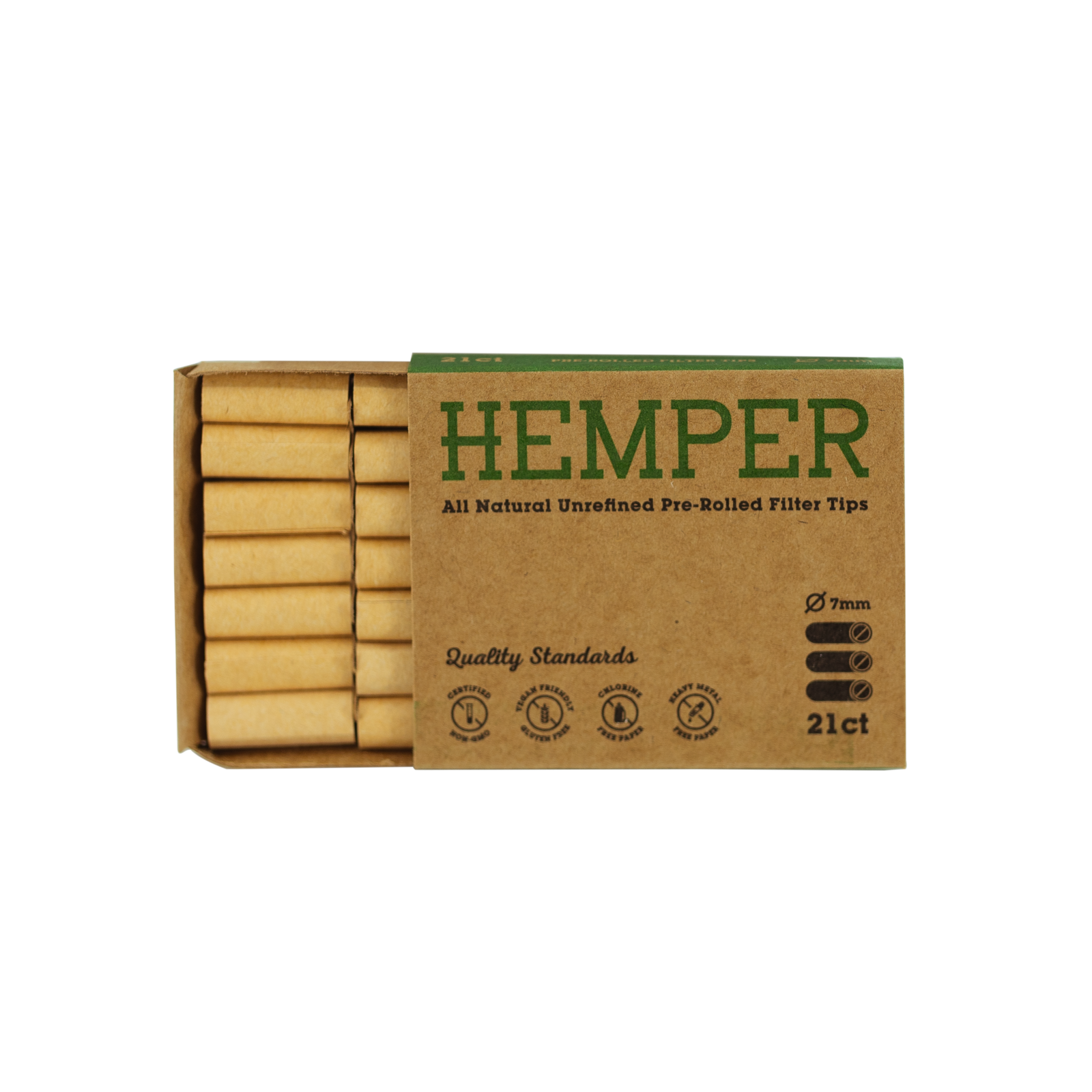 RAW - Pre-Rolled Filter Tips 21ct - HEMPER