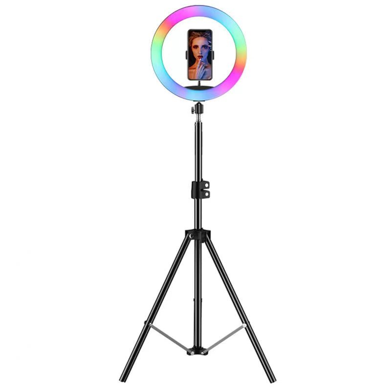 10 RGB LED Ring Light Justerbar Tripod 210 Cm Høj