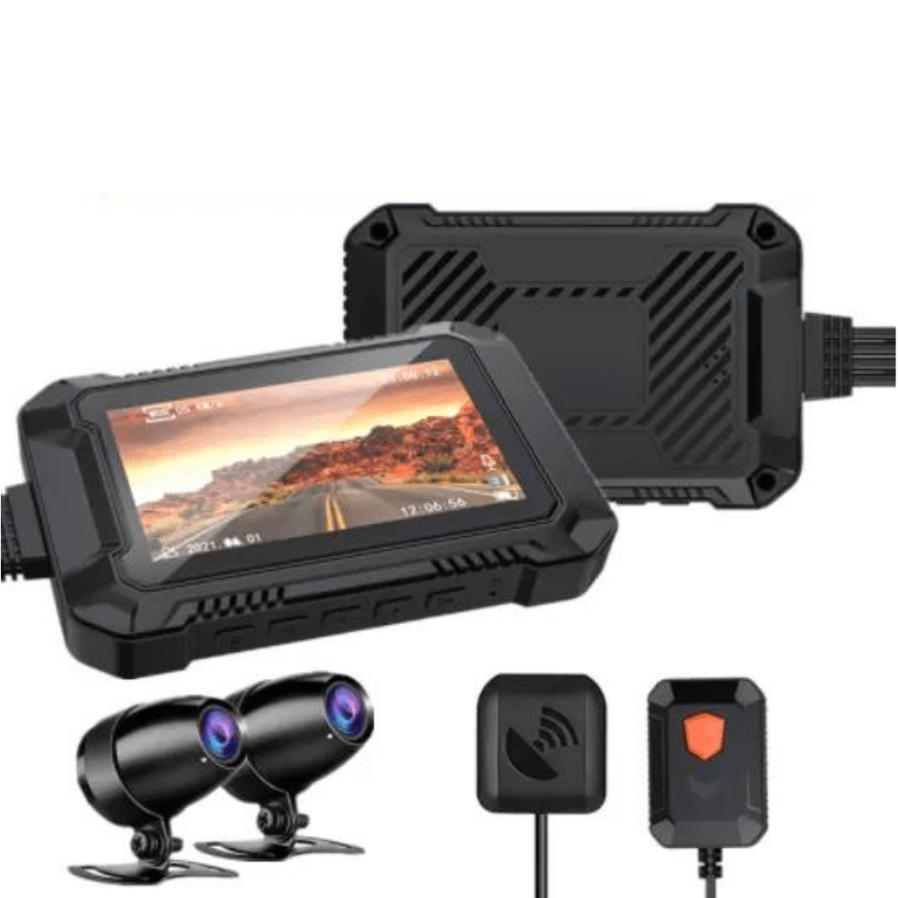 Billede af 1080P Dashcam til Motorcykel med 3" IPS skærm - GPS, Wifi, Filmer foran og bagved