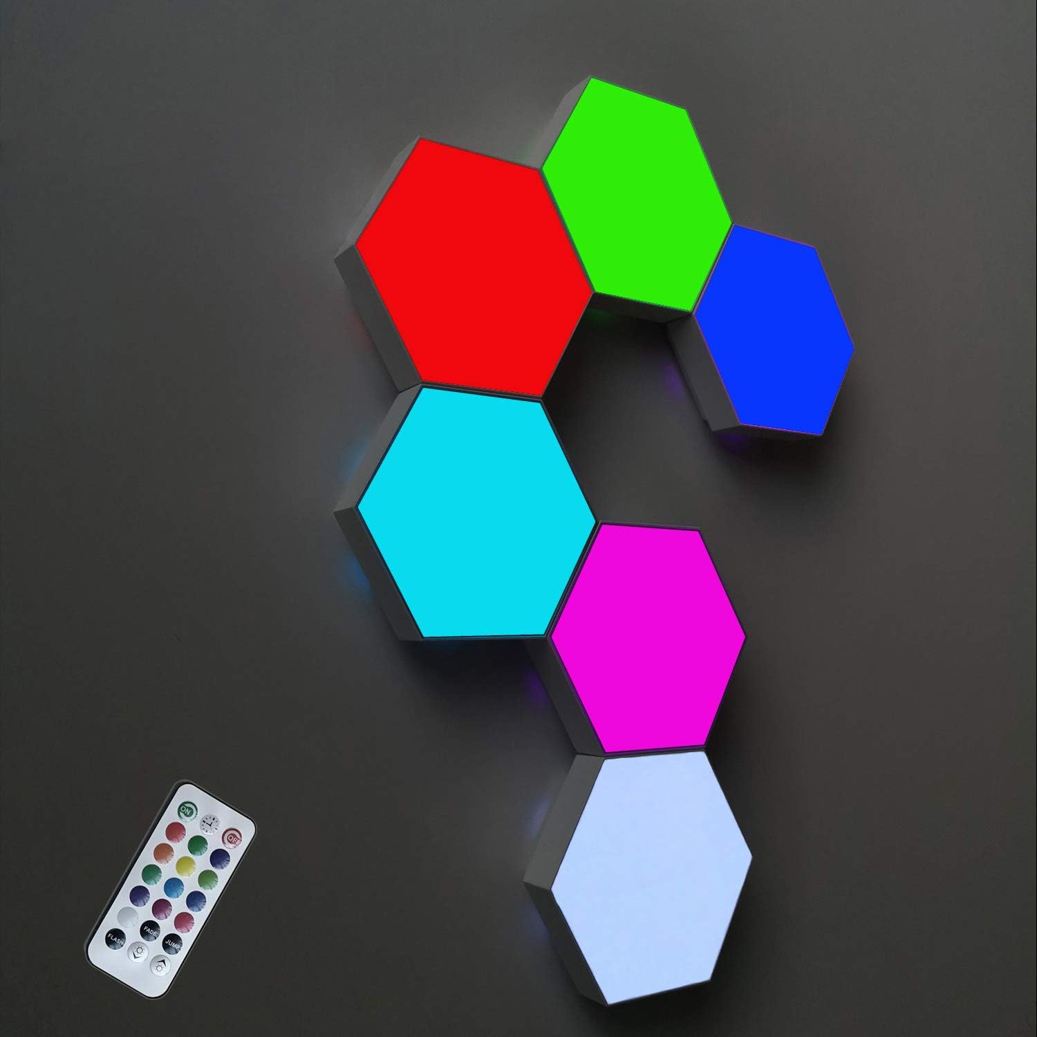 Billede af Appstyret Hexagon LED (6 Moduler) incl fjernbetjening