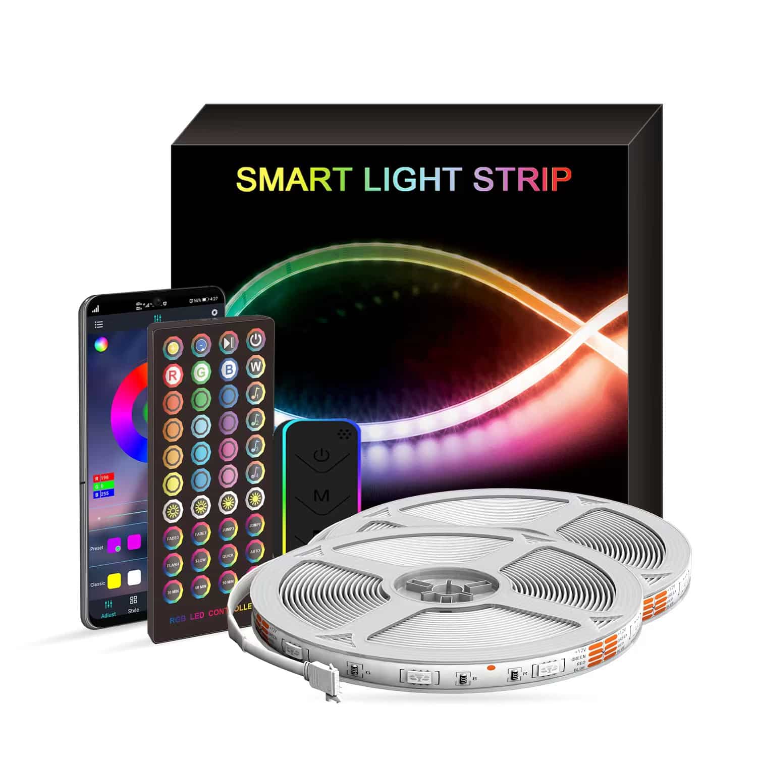 Se Premium 10 Meter RGB LED-Strip udendørs/indendørs med app styring og fjernbetjening hos iHero.dk