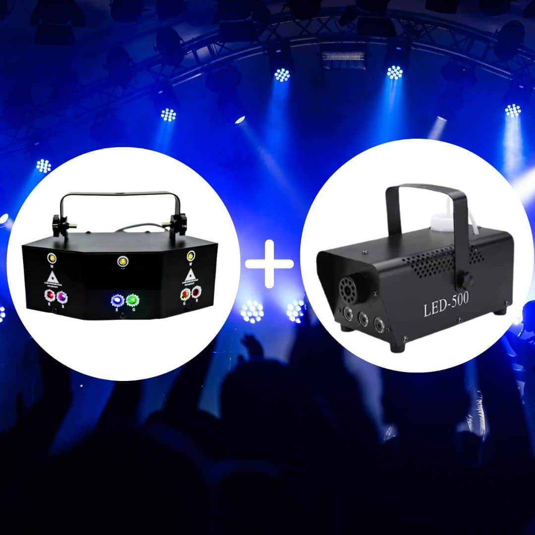 Billede af Rave Party Bundle - Laser - Lyseffekt / Auto Musikstyring + Røgmaskine med LED