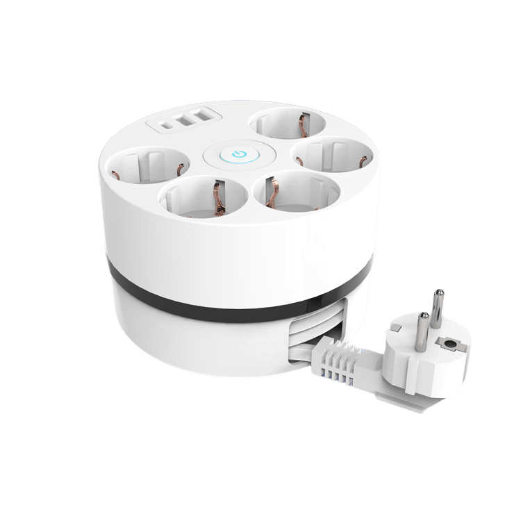 Billede af Smart indendørs Kabeltrumle - 5 udtag, 2 USB A stik, 1 USB C stik