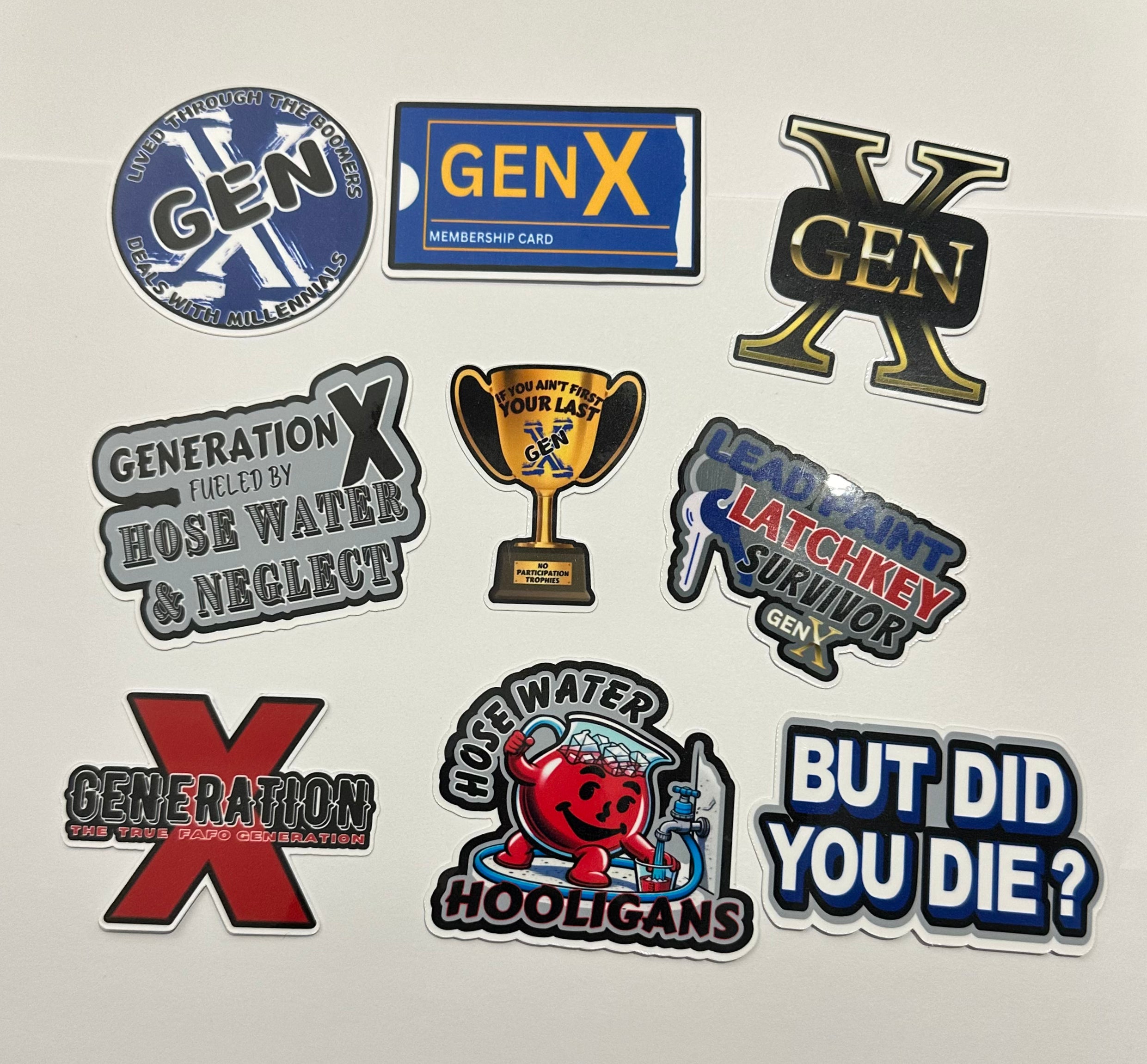 GEN X mini 9 Pack 2.25"-2.75" inch Vinyl DECAL Sticker Pack #