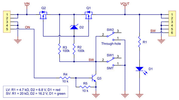 Mini Pushbutton Power Switch with Reverse Voltage Protection, LV