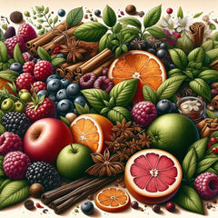 Gummy Bear Ingredients - natural flavorings fruit, herbs, berries, citrus fruits, cinnamon vanilla used in gummy candy manufacturing