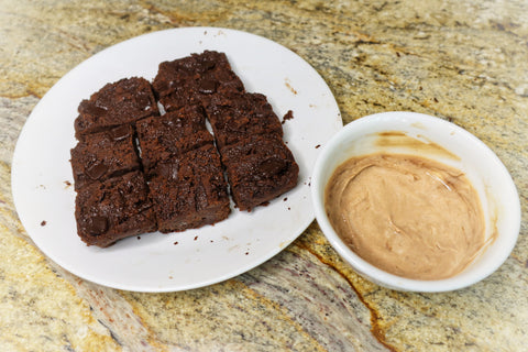 Fudgy Chocolate Coffee Protein Brownies and Protein Frosting