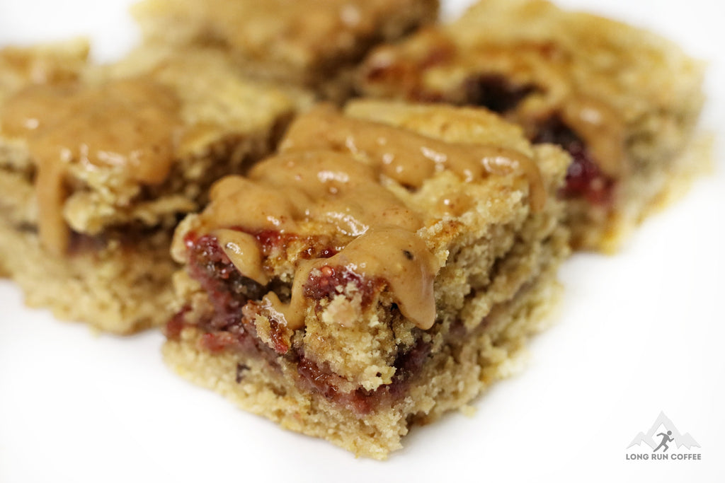 Gooey PB&J Coffee Blondie Bars Recipe