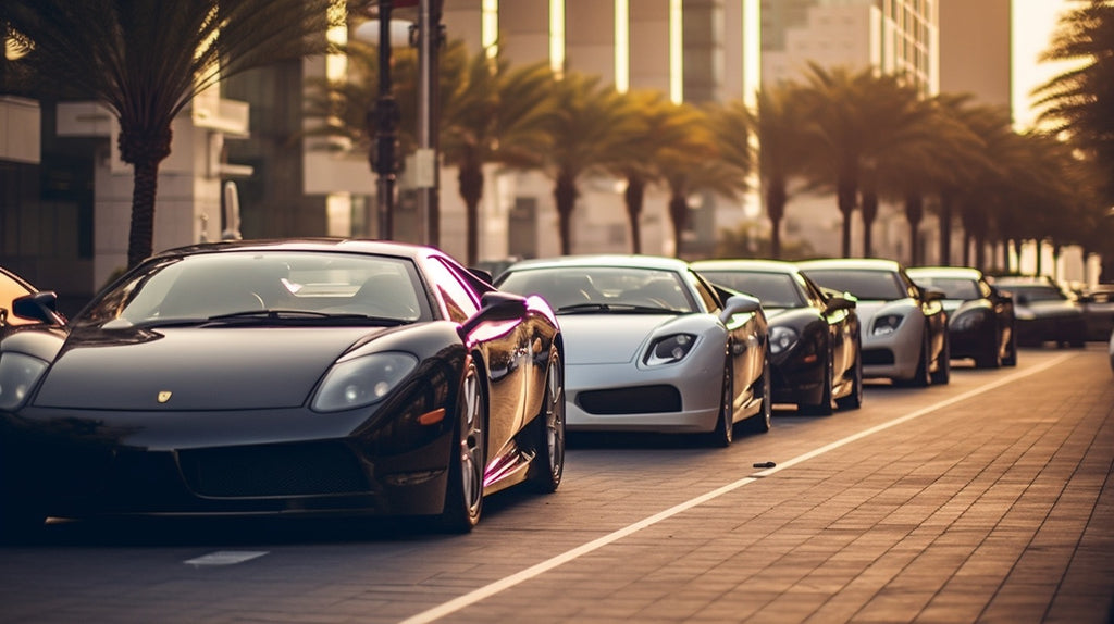 Supercars lining up in Dubai