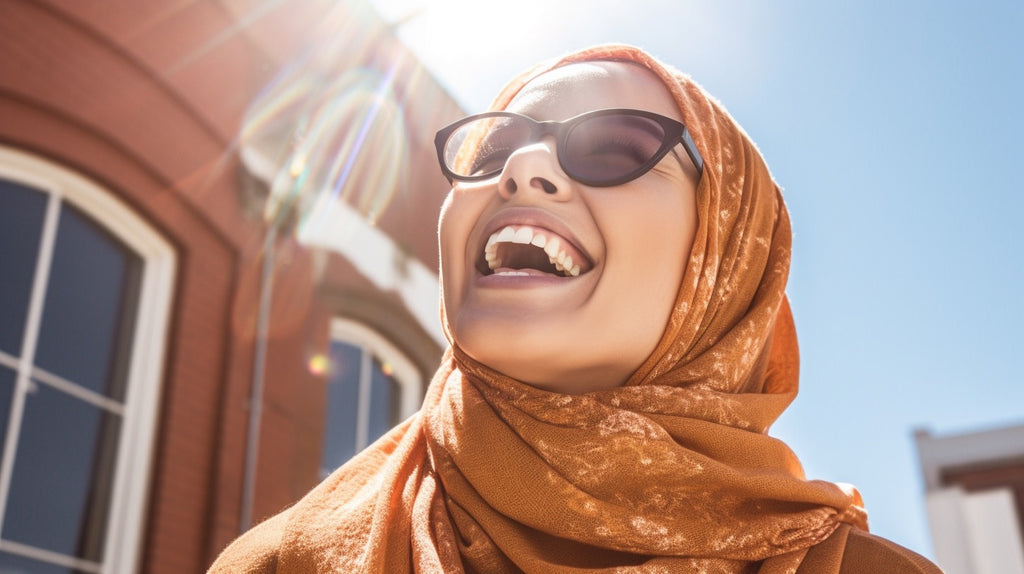 A happy Muslim woman with a positive mindset