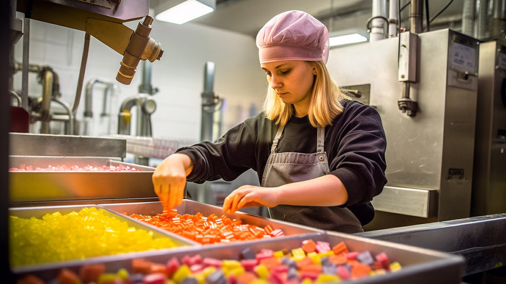Starburst candies getting manufactured in a specialist factory