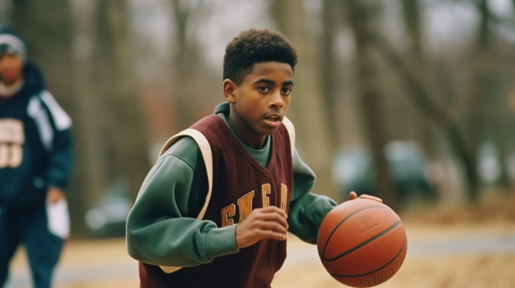 Kyrie Irving playing basketball at a young age