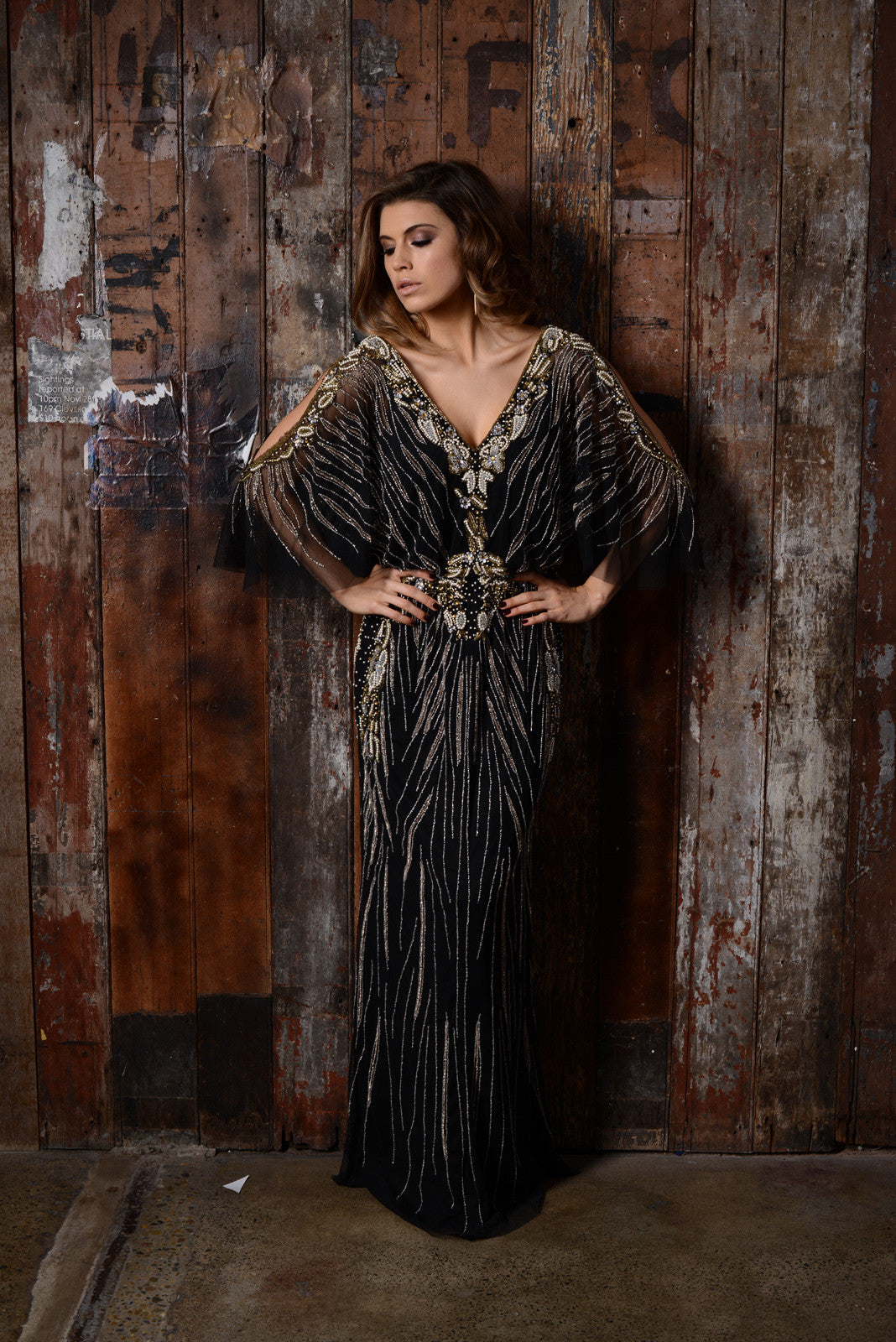 blouson evening gown