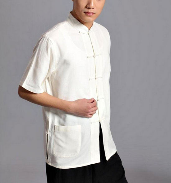 White Short Sleeved Tai Chi Shirt - Wudang Store