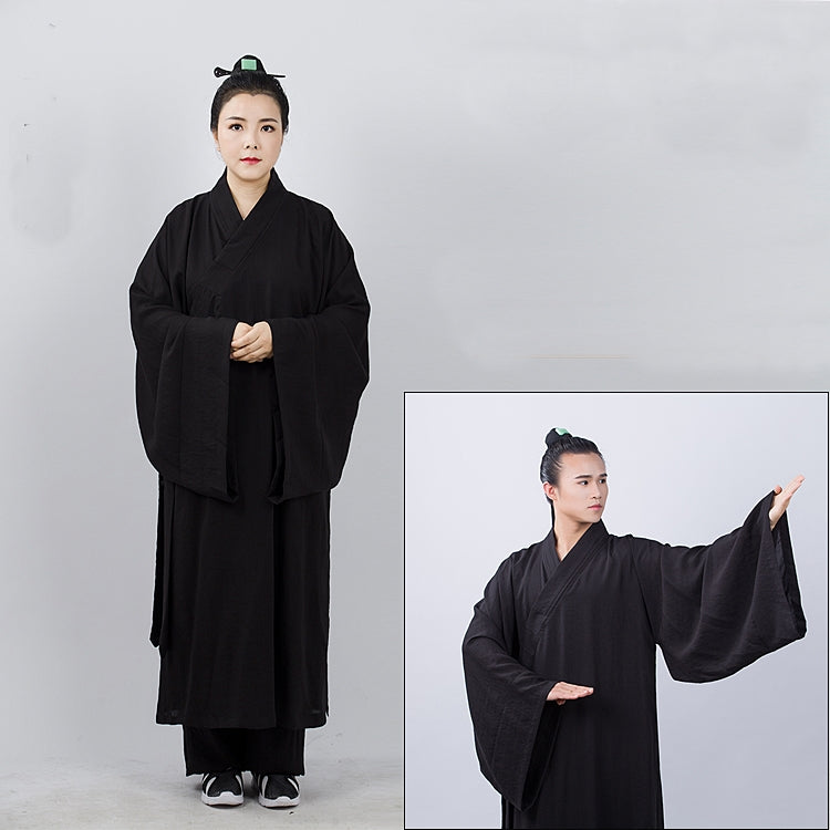 Traditional Black Taoist Priest Uniform with Extra Wide Sleeves