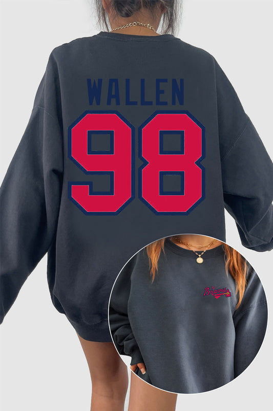 Wallen Crewneck Sweatshirt Braves 98 Shirt 98 Braves Sweatshirt Morgan  Wallen Merch One Thing At A Time Morgan Wallen Concert Tonight Morgan  Wallen Songs Morgan Wallen Concert New - Revetee